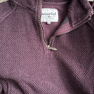 Women's V-Neck Half-Zip Sweater in Plum